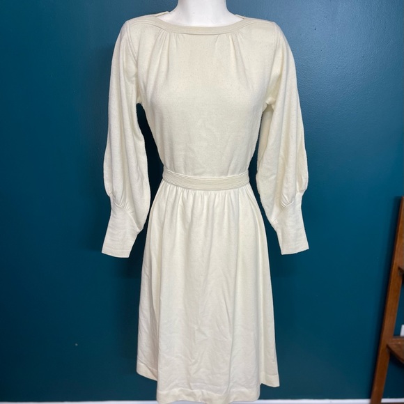 Vintage 1970s Ciaro Michael Kan White 100% Pure New Wool Dress Size XS/S - Picture 2 of 7